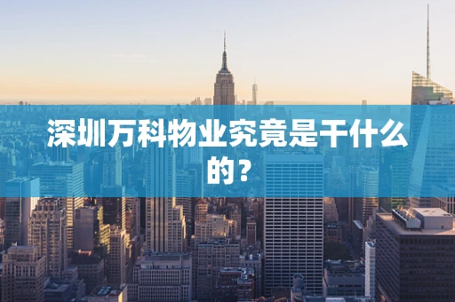 深圳万科物业究竟是干什么的？