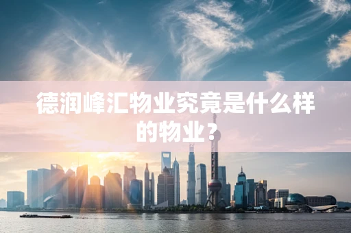德润峰汇物业究竟是什么样的物业？