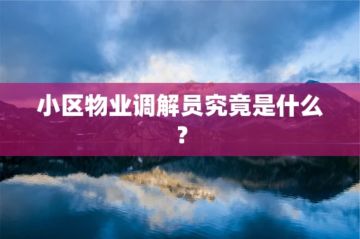 小区物业调解员究竟是什么？