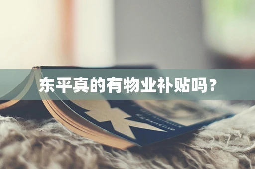 东平真的有物业补贴吗？
