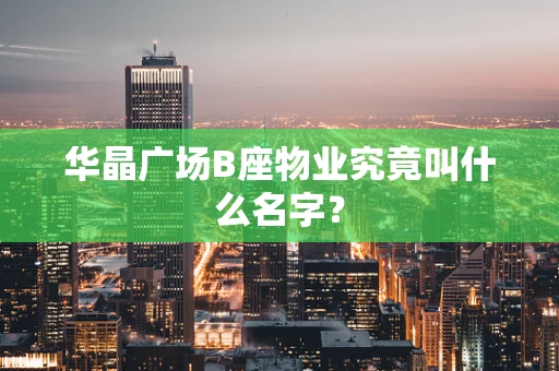 华晶广场B座物业究竟叫什么名字？