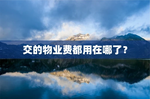 交的物业费都用在哪了？